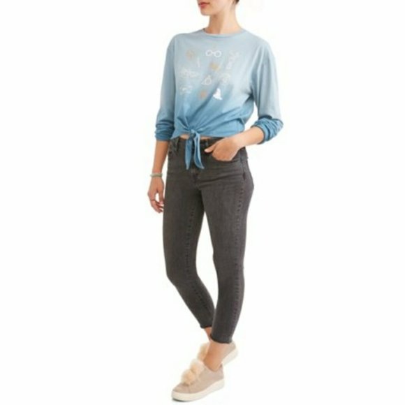 Harry Potter Logo Ombre Tie Front Crop Top EUC  2X - Picture 8 of 8